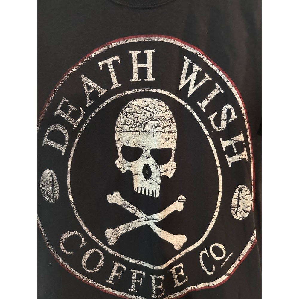 Death Wish Coffee Co. Graphic T-Shirt Skull Logo Black Size Small